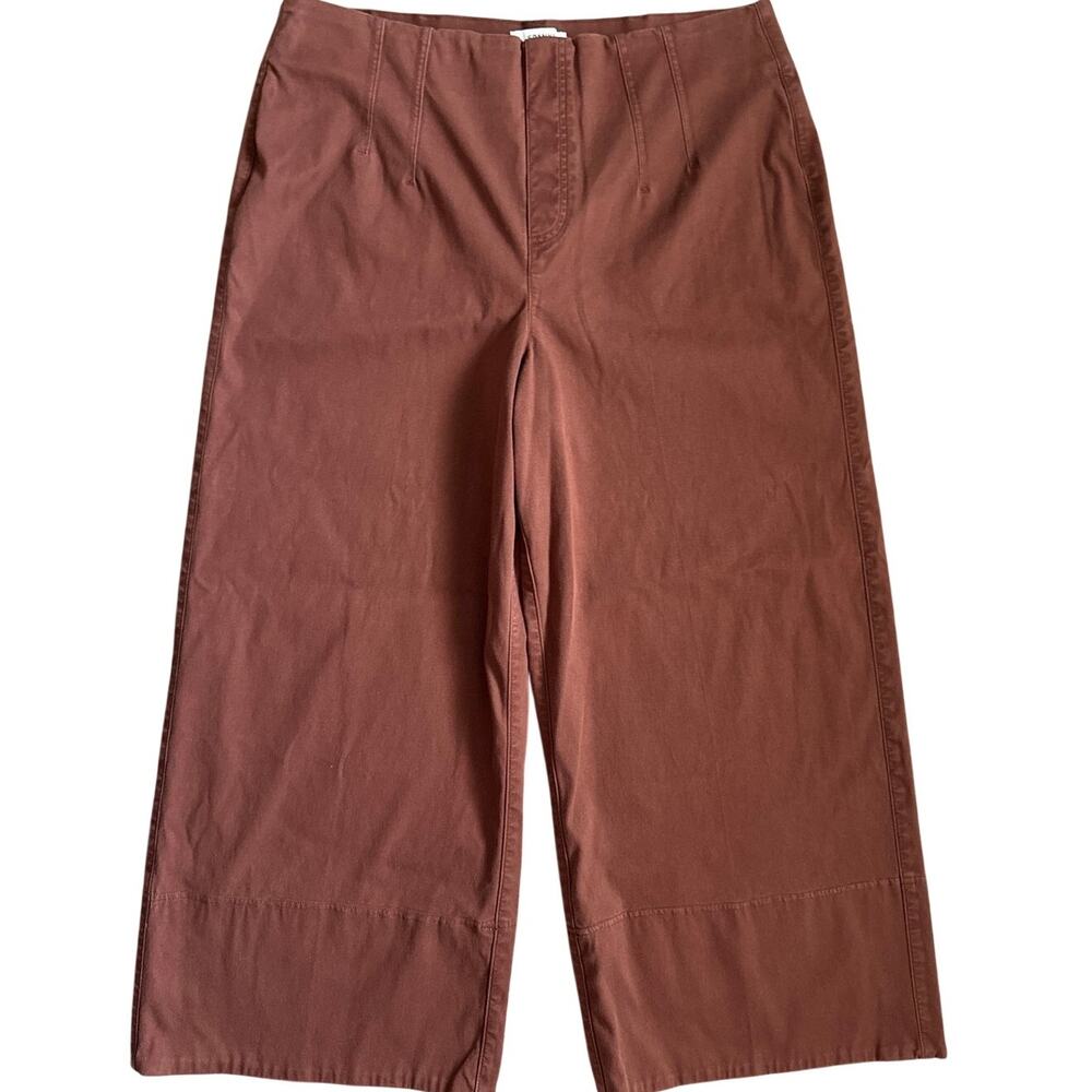 Spanx Plus Wide Leg Cropped Pull-On Twill Pant Hickory Brown Size 1X - Picture 4 of 9